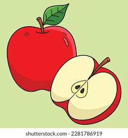 Ilustración de dibujos animados en color fruta de Apple