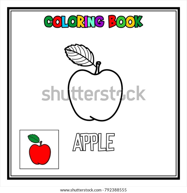 apple fruit coloring book pages kids stock vector royalty