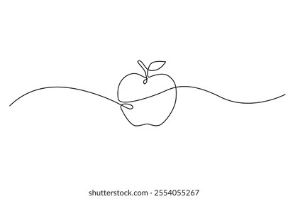 Apple fruit in continious line art drawing style, Apple fruit in continious line art drawing style. Minimalist line sketch isoleted on white background.