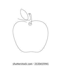 Apple fruit continuous line art. Vector isolated on white.