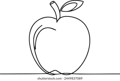 Fruta de manzana en estilo de dibujo de arte en línea continua. Esbozo minimalista de la línea negra sobre fondo blanco. Ilustración vectorial
