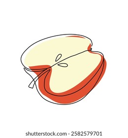 Apple fruit in continuous line art drawing style. Apples fruit concept in line art illustration. Vector art illustration.