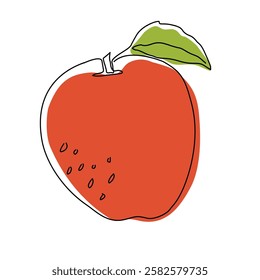 Apple fruit in continuous line art drawing style. Apples fruit concept in line art illustration. Vector art illustration.