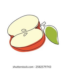 Apple fruit in continuous line art drawing style. Apples fruit concept in line art illustration. Vector art illustration.