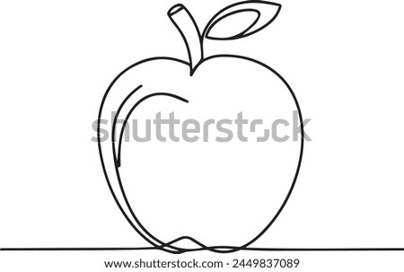 Apple fruit in continuous line art drawing style. Minimalist black line sketch on white background. Vector illustration