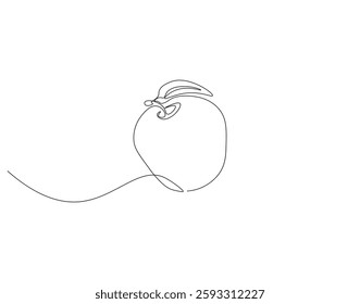 Apple fruit continuous line. Continuous one line drawing apple fruit. Fresh apple concept. single line drawing