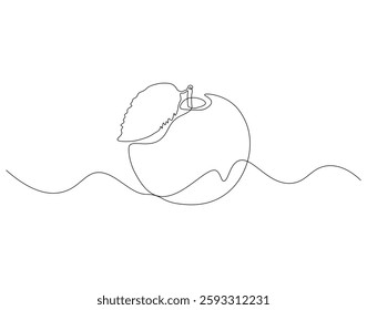 Apple fruit continuous line. Continuous one line drawing apple fruit. Fresh apple concept. single line drawing