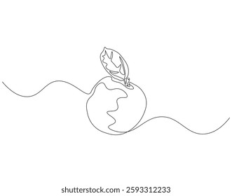 Apple fruit continuous line. Continuous one line drawing apple fruit. Fresh apple concept. single line drawing