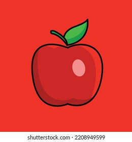 plantilla de diseño de manzanas de fruta en fondo rojo se ve estético