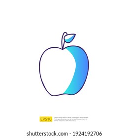 icono del doodle de manzana. Símbolo de signo de línea de relleno degradado