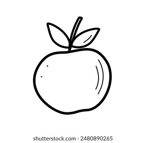 Dibujo del icono del garabato de la fruta manzana. Ilustración vectorial de un producto alimenticio, aislado sobre blanco.