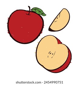 Apple Fruit Drawing Set Vector Apple Scribbles Doodle icons. Apple Vector