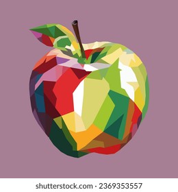 apple fruit drawn using WPAP art style, pop art.