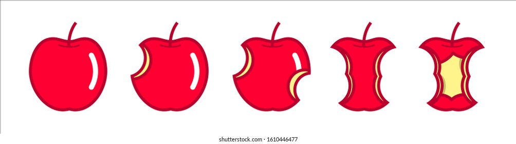 Apple Fruit Eaten Flat Design, Cute Design