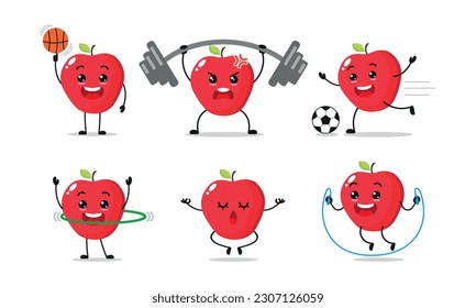 Apple Fruit Exercise Sport Activity Vector Illustration Sticker