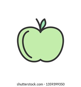 Apple, fruit flat color line icon.