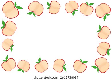 apple fruit frame with split leaves without background