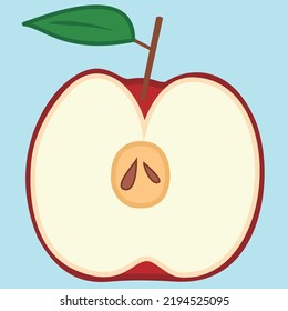 apple fruit fresh nutrition icon flat design vector illustration, slice apple