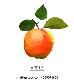 Apple. Fruit in a geometric style. 3d image. It can be used for printing on T-shirts, bags, or as a logo