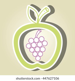 apple fruit with grapes isolated icon design, vector illustration  graphic 