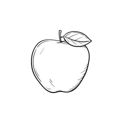 Apple Fruit Hand Drawn Outline Doodle Icon. Fresh Healthy Fruit - Apple Vector Sketch Illustration For Print, Web, Mobile And Infographics Isolated On White Background.