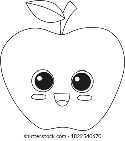 Apple fruit happy face . coloring page
