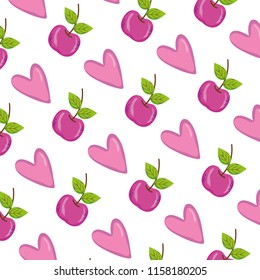 apple fruit and heart style background