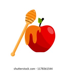 Apple fruit with honey. Rosh hashanah concept