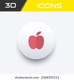 Apple fruit icon, business 3D icon editable file