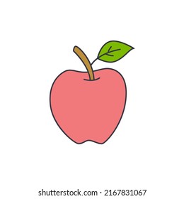 Apple fruit icon in color, isolated on white background 