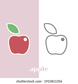 apple fruit icon flat design vector.