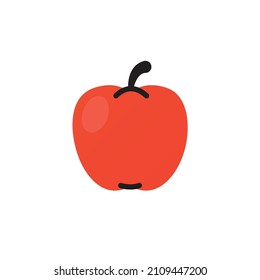 apple fruit icon flat design, red which indicates the apple is ripe, suitable for various purposes such as plantation design assets. Vector EPS 10