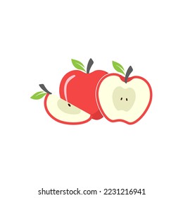icono de manzana e ilustración plana