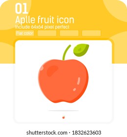 Apple fruit icon with flat style isolated on white background. Vector, sign and symbol icon for graphic design, web design, ui, ux, presentation, food, website or apps elements. Editable size