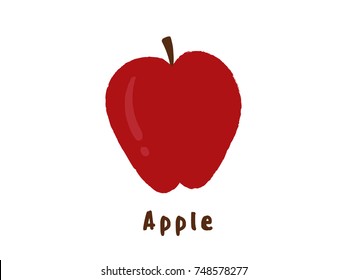 Apple. Fruit icon. Illustration. Child style. Funny. Clip art.