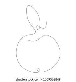 Dibujo de línea de icono de fruta de Apple, ilustración vectorial