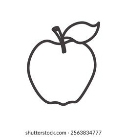 Apple Fruit Icon in Minimalistic Black and White Design