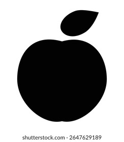 Apple fruit icon on transparent background, flat line design, vector illustration