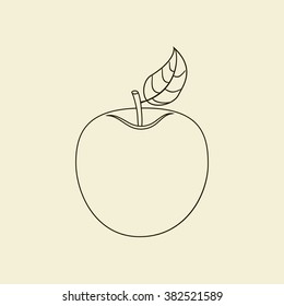 Apple Fruit Icon on the yellow background. Vector illustration