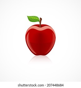 Apple fruit icon with reflection in glossy style vector illustration