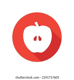 Icono de fruta de manzana en botón redondo.