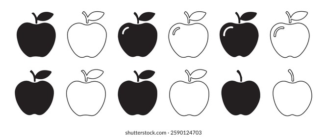 Apple fruit icon. Apple icon symbol collection. Illustration eps 10