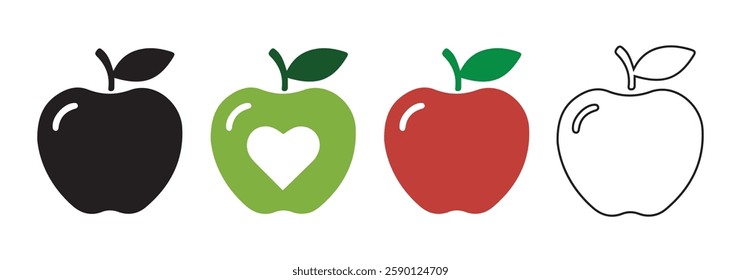 Apple fruit icon. Apple icon symbol collection. Illustration eps 10