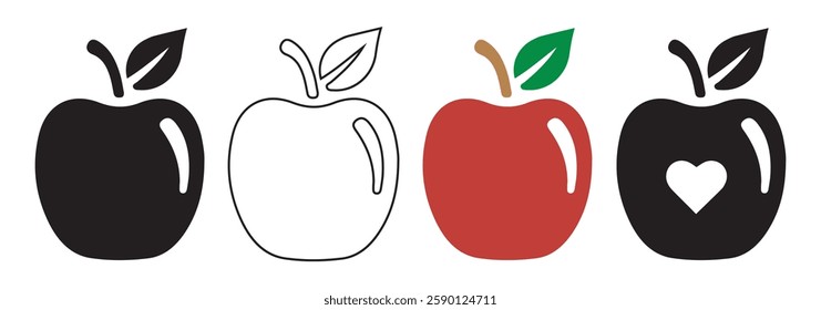 Apple fruit icon. Apple icon symbol collection. Illustration eps 10