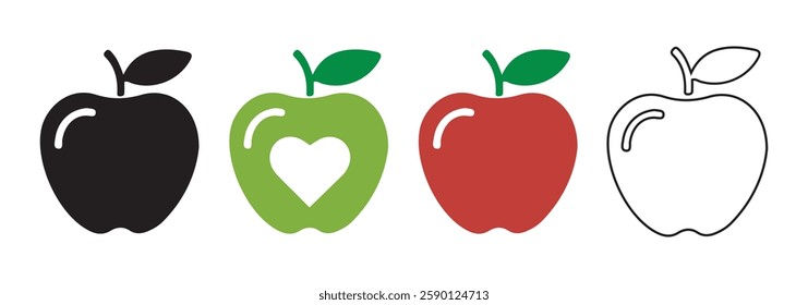 Apple fruit icon. Apple icon symbol collection. Illustration eps 10