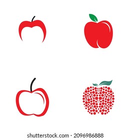 Apple fruit icon vector logo set design