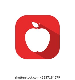 Apple fruit icon vector in red square background