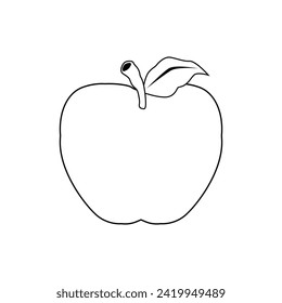 apple fruit illustration 2d flat graphic outlined