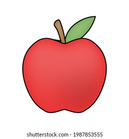 Apple Fruit Illustration Vector Style. Minimal Icon Cartoon Basic Srawn Sign. Vegetable Healthy Food Design.