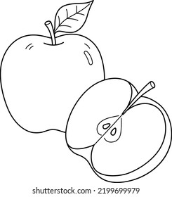 Apple Fruit Isolated Coloring Page for Kids